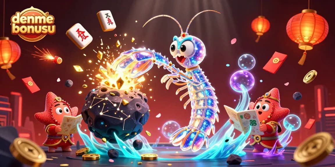 Experience the thrill of deneme bonusu with a vibrant 3D casino-themed scene showcasing winning elements.