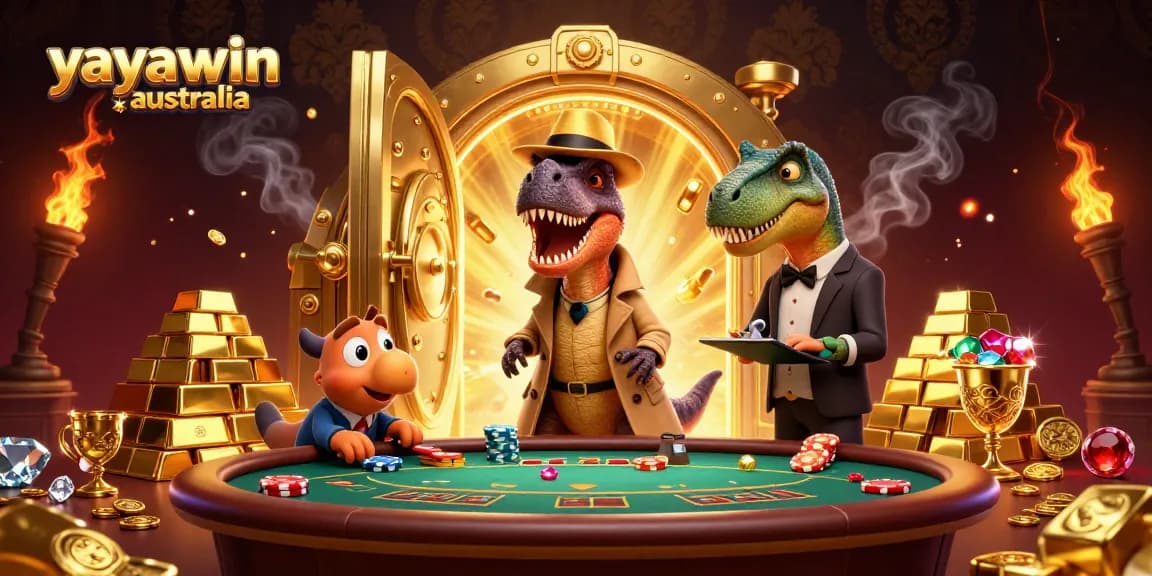 Experience the excitement of yayawin australia with a velociraptor at a blackjack table.