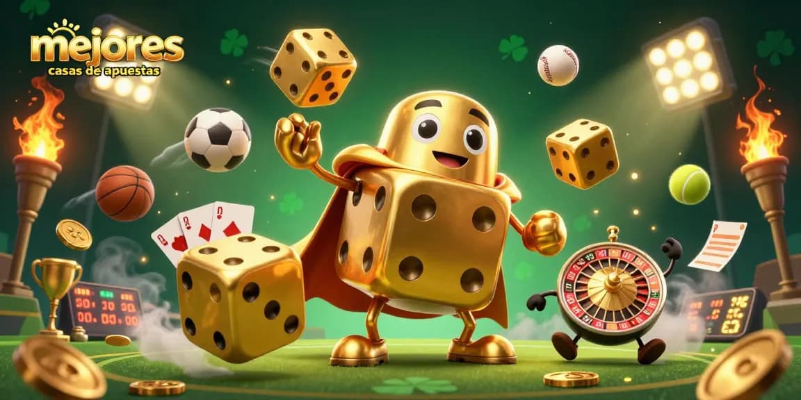 Imagen que ilustra las mejores casas de apuestas en España, con elementos deportivos y gráficos vibrantes.