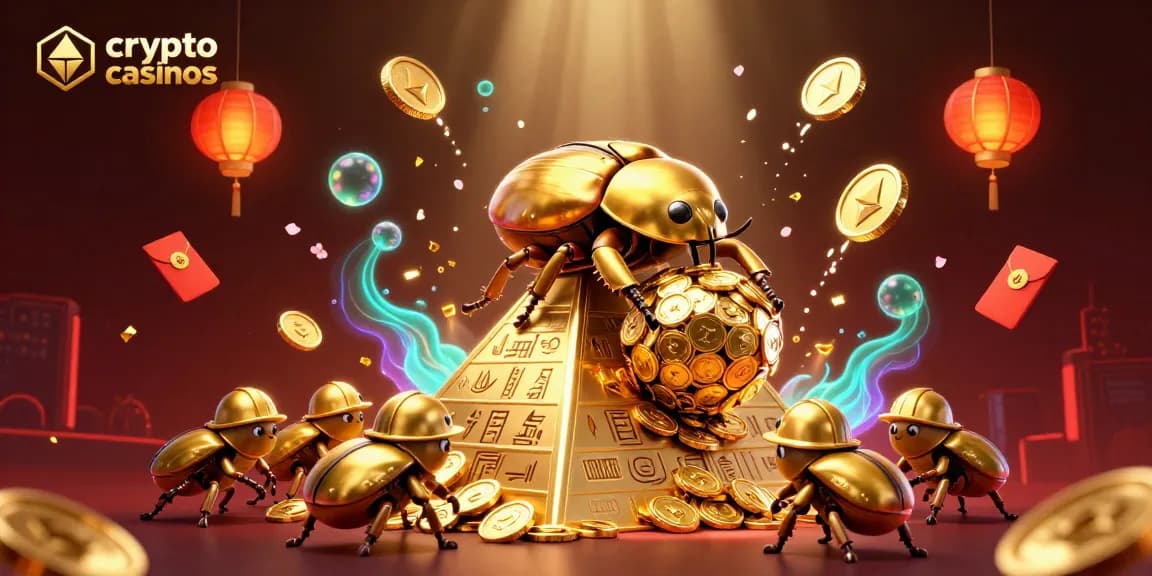 Jouez aux crypto casinos en découvrant un monde dynamique rempli de pièces dorées et de symboles mystiques.