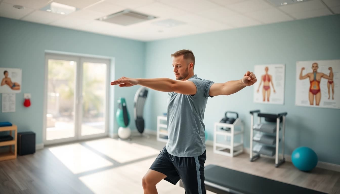 Therapist guiding an athlete in sports therapy for improved performance and recovery.