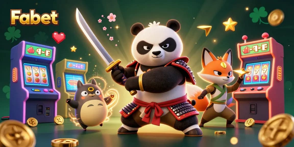 Experience thrilling gaming with Fabet's vibrant characters and lively arcade machines.