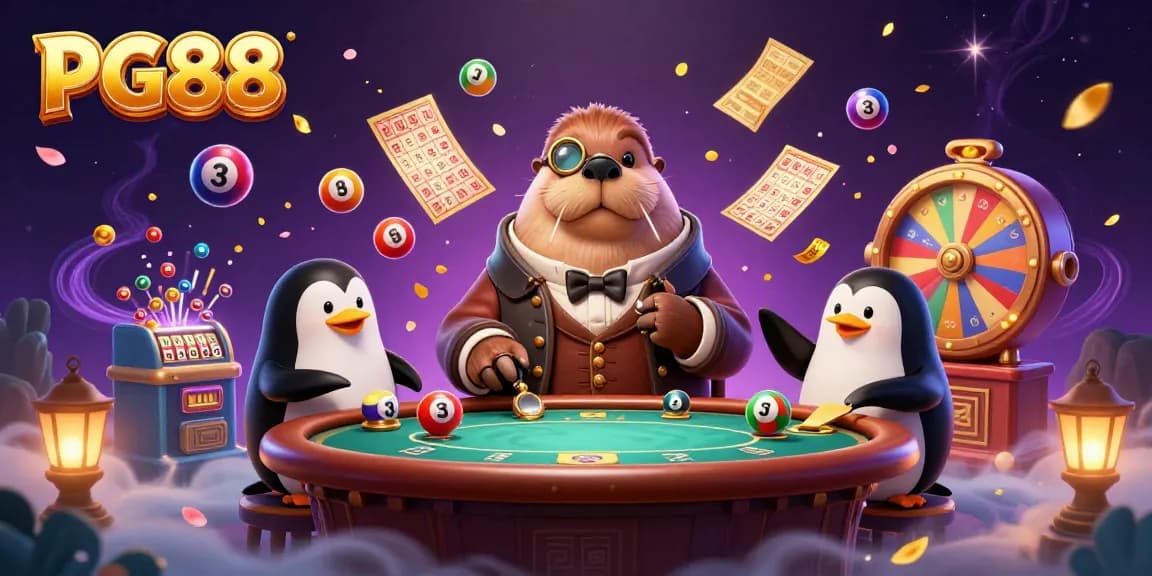 PG88 captivates users at an underwater poker table featuring a walrus, penguin dealer, and pufferfish.