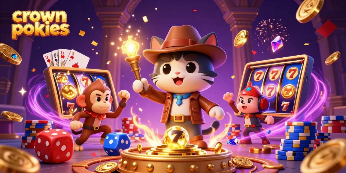 Experience royal thrills playing crown pokies with an adventure scene featuring a cat archaeologist and treasures.