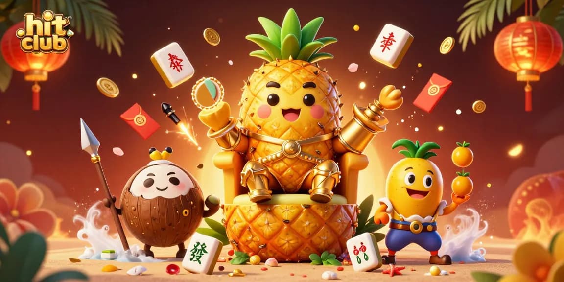 Engage in the hit club action with a vibrant beach casino scene featuring a golden pineapple king and dynamic game elements.