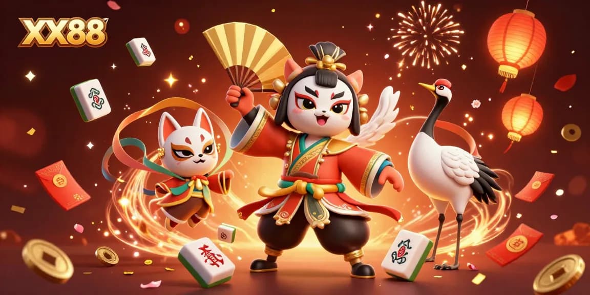 Engage in thrilling gameplay at XX88 with a vibrant 3D casino-themed illustration of a kabuki warrior.