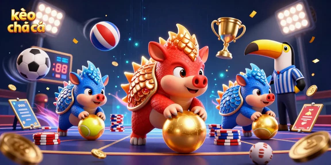 Experience thrilling kèo nhà cái action as pangolins bowl through poker stacks with vibrant sports elements.