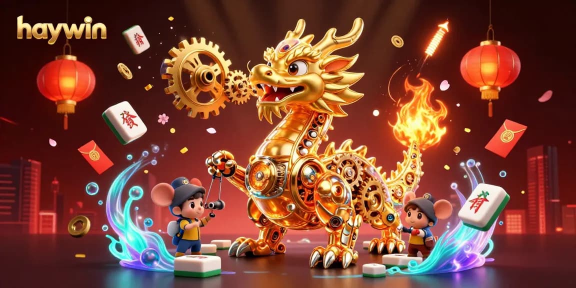 Experience the magic at Haywin with a golden dragon and dynamic casino elements.