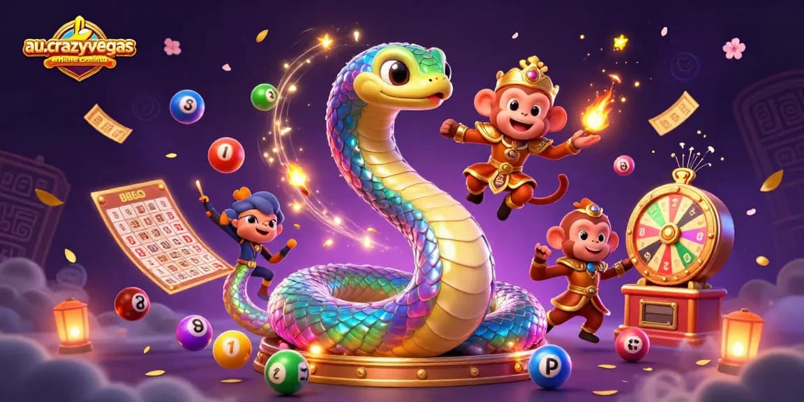 Engage with colorful casino elements at au.crazyvegas.com online casino featuring a vibrant 3D illustration.