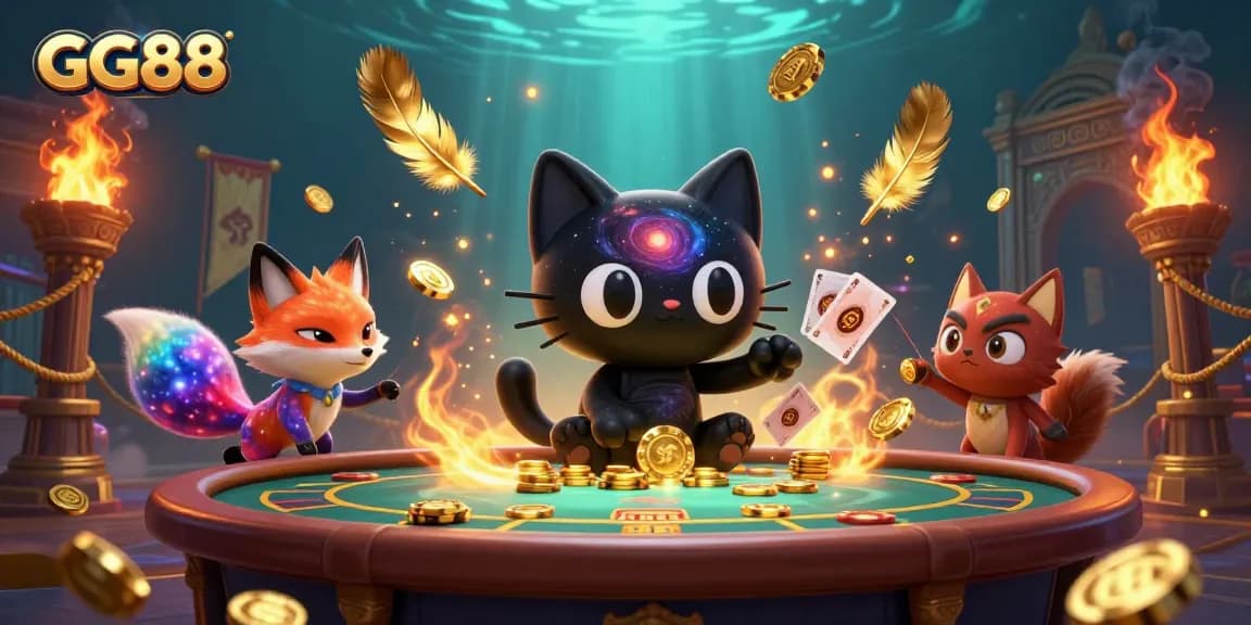 Experience thrilling gambling with GG88 at a vibrant cosmic casino scene.