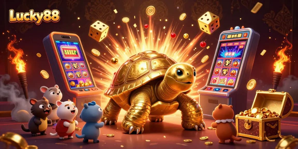Experience excitement with Lucky88 at a vibrant casino scene featuring dynamic games and characters.