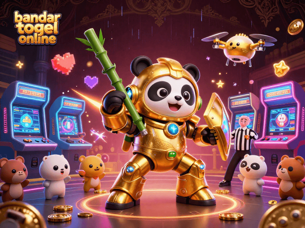 Engage with thrilling gameplay at bandar togel online's vibrant casino illustration featuring arcade excitement.