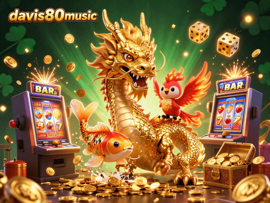 Spin the reels with davis80smusic as vibrant dragons and koi fish burst through exciting casino themes.