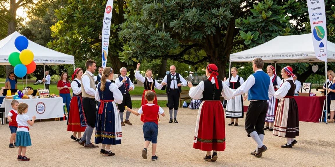 m98 cultural celebration with traditional Breton music and dance in a park.