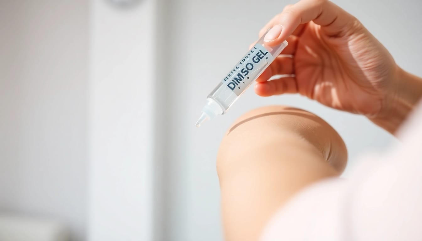 Applying DMSO gel on skin to illustrate its therapeutic benefits and smooth texture