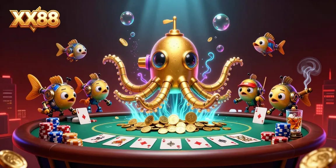 Experience exciting gambling adventures at XX88 with a vibrant 3D illustration of thrilling casino action.