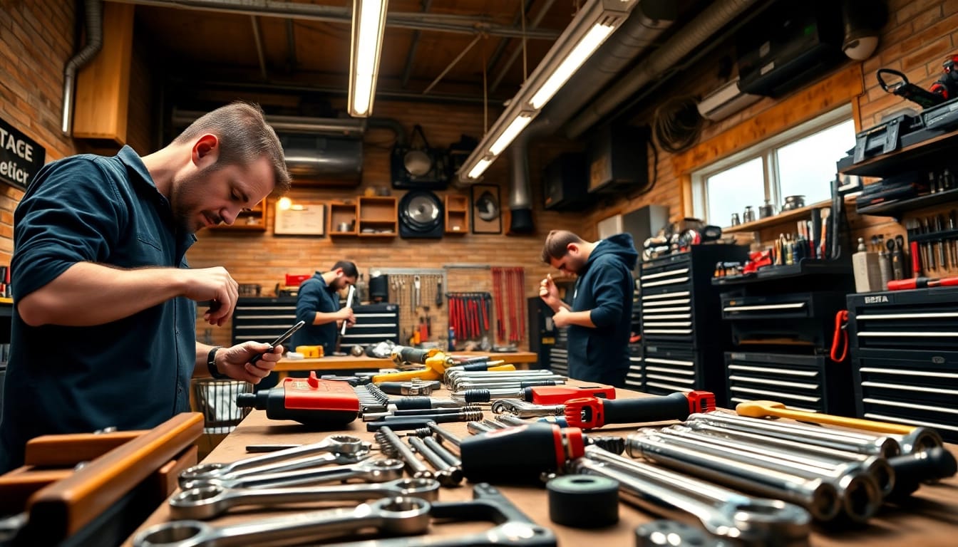 Utilizing attrezzi beta tools to enhance craftsmanship in a well-organized workshop.