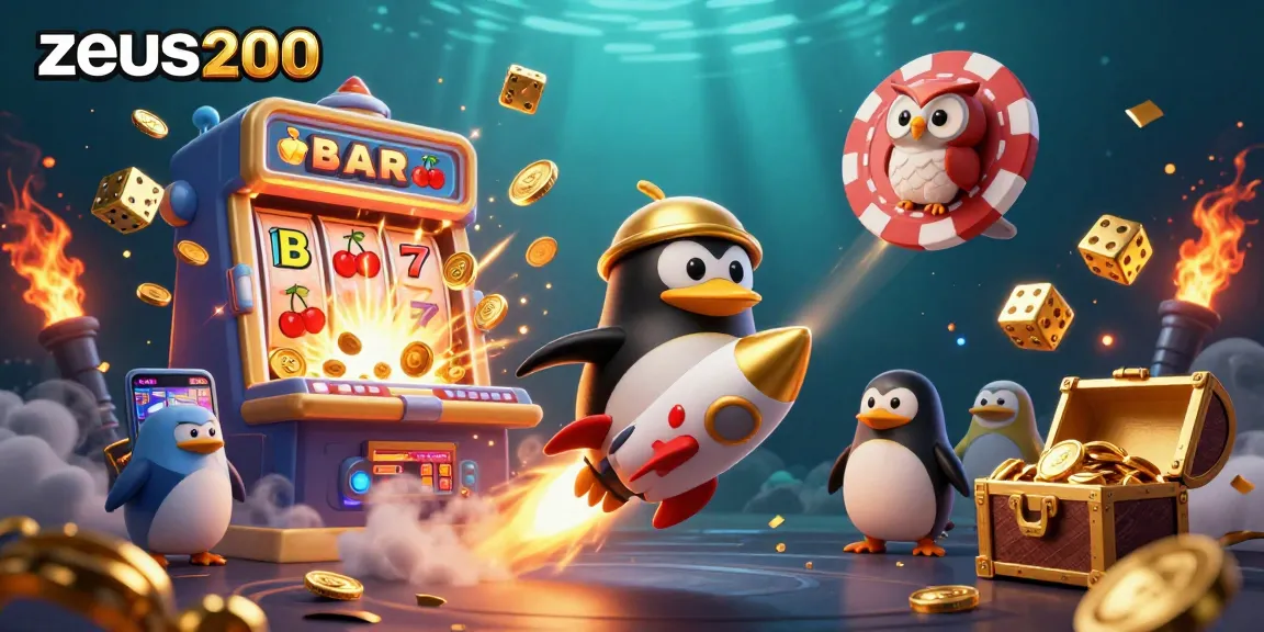 Permainan slot zeus200 terlihat dalam ledakan jackpot dengan penguin emas yang meluncur