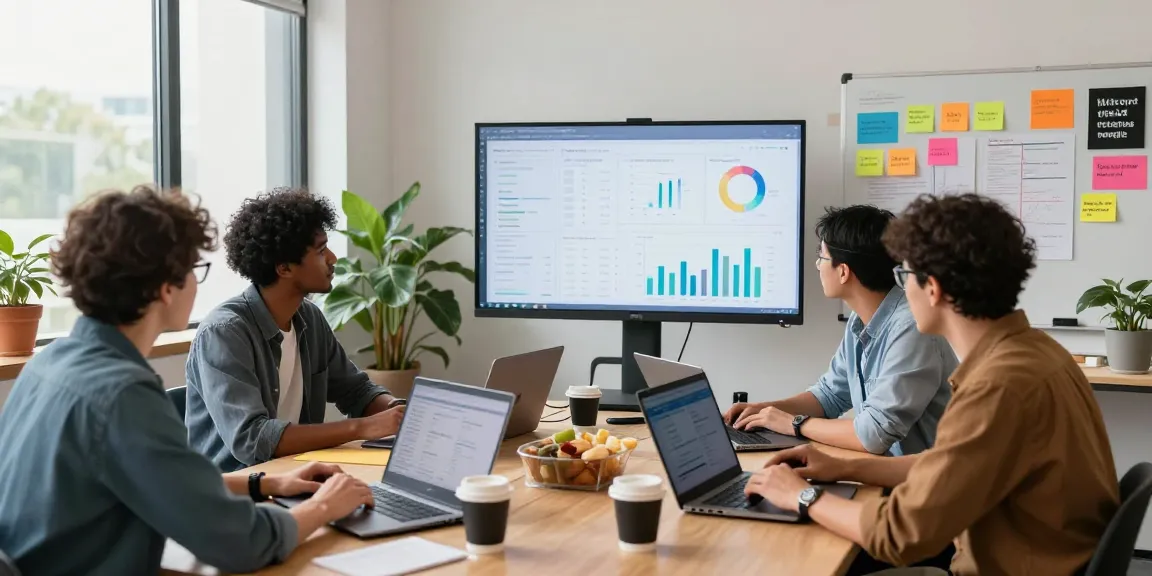 Team of digital marketers collaborating on strategies using data analytics for 456bd