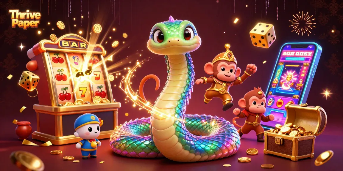 Experience the excitement of gaming with Thrive Paper's vibrant slot scene featuring dazzling characters and action.