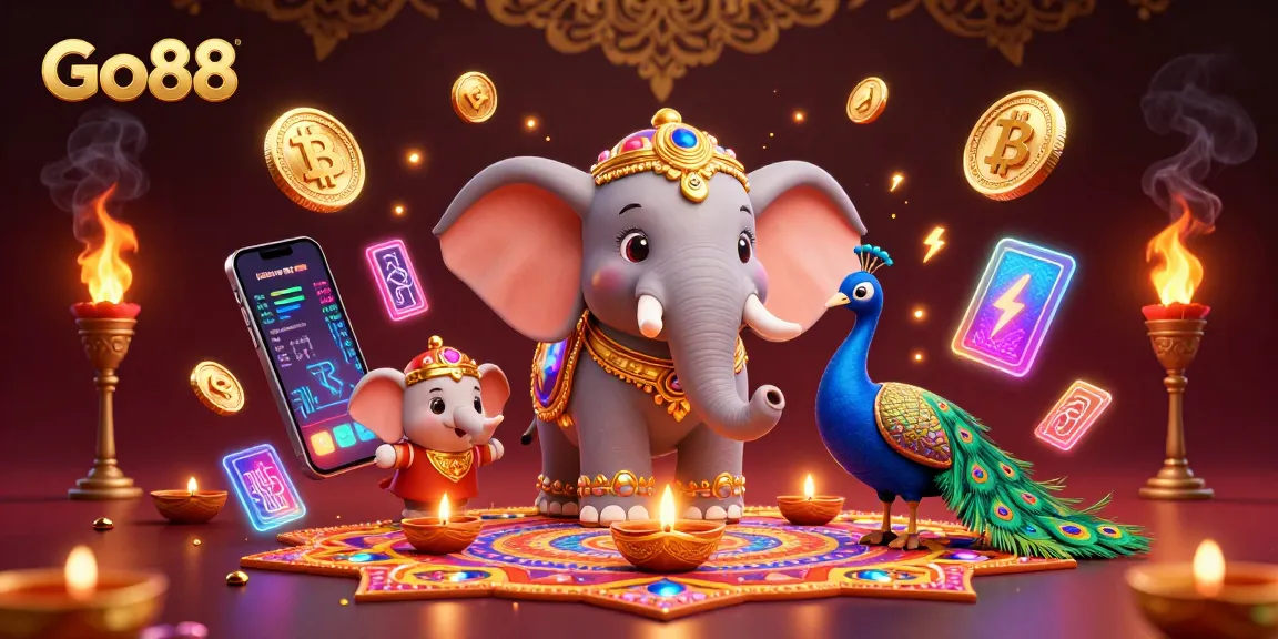Win big at Go88 with vibrant 3D casino imagery showcasing crypto and gaming elements.