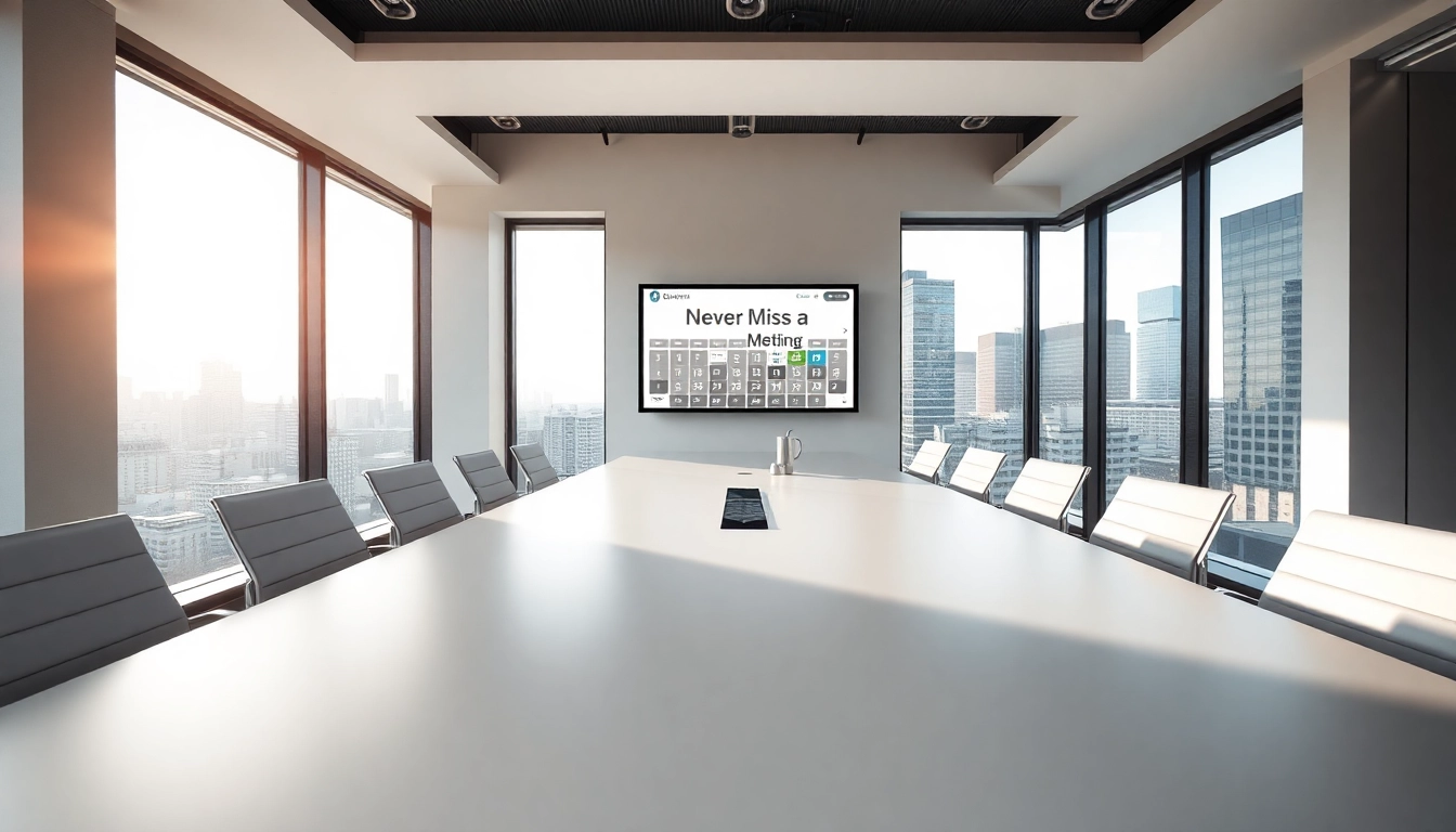 Utilizing a never miss a meeting scheduling tool for streamlined meeting organization in a modern setting.