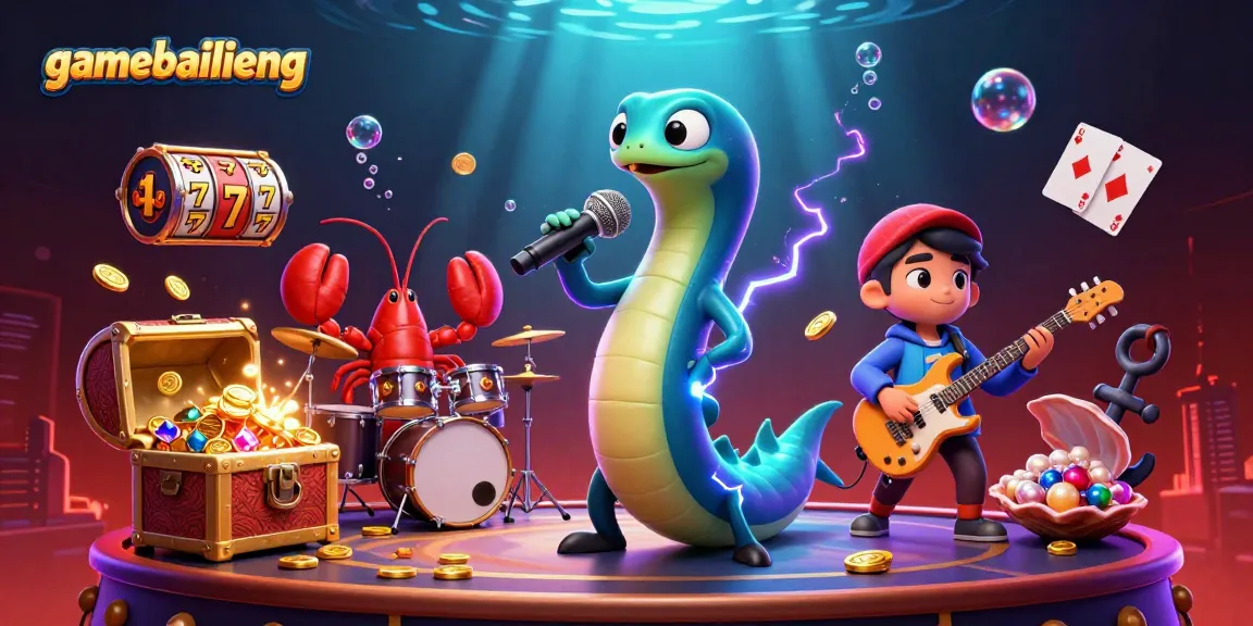 gamebailieng showcases an electrifying underwater casino stage with vibrant characters and dynamic slot elements.