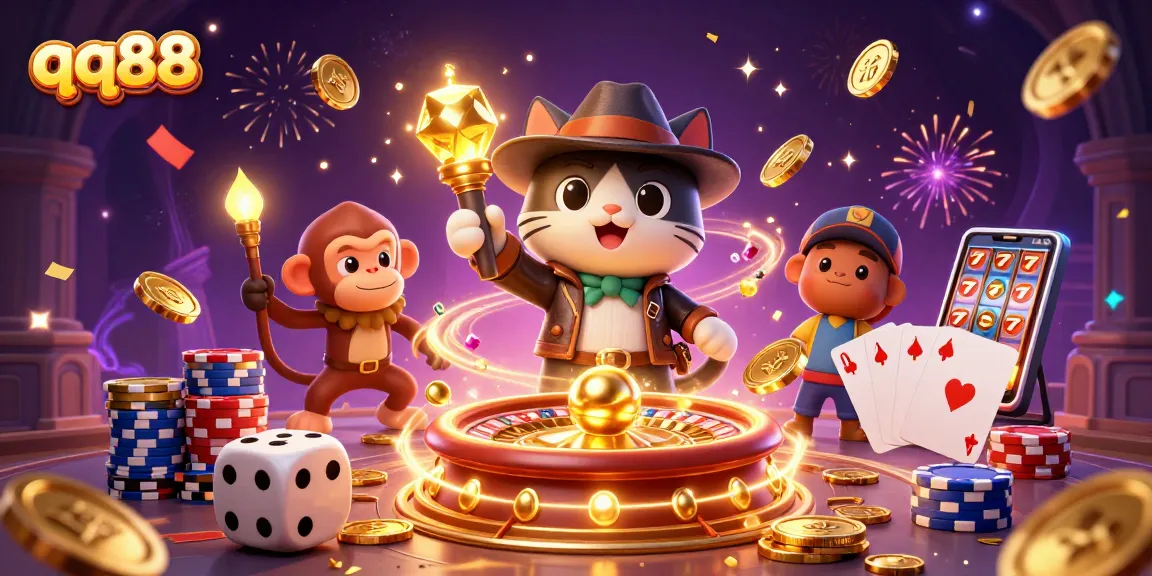 Experience thrilling wins at qq88, showcasing a vibrant 3D casino adventure with dynamic gaming elements.