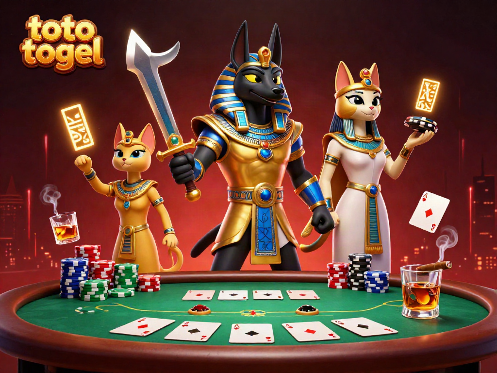 Toto togel di atas meja poker, Anubis dan Bastet beraksi dalam suasana kasino