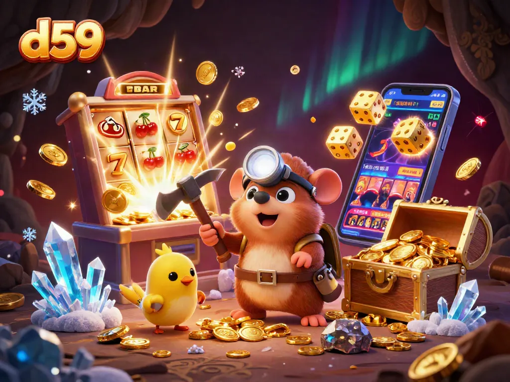 Spin the d59 slot machine and collect treasures through dynamic 3D illustration.