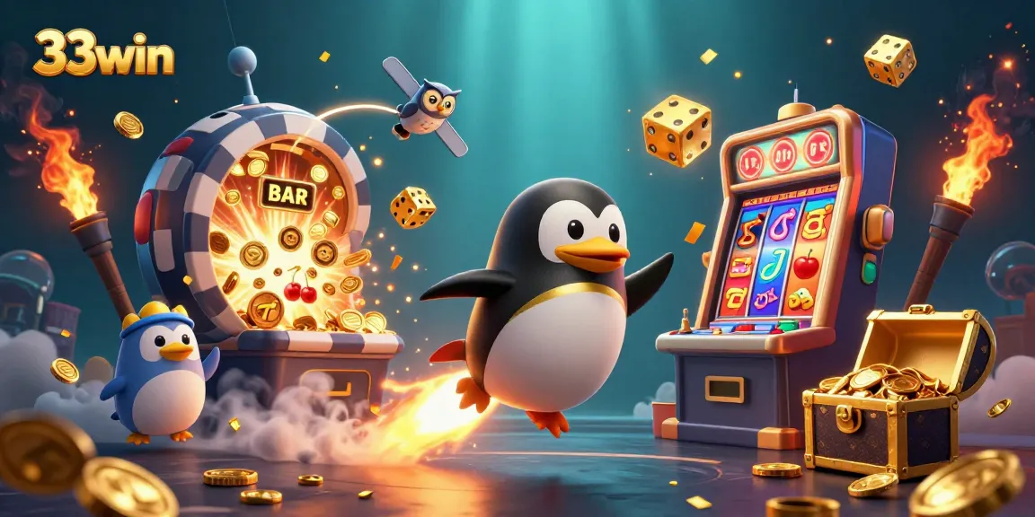 Experience thrilling casino action with the 33win golden penguin and jackpot slot scene.