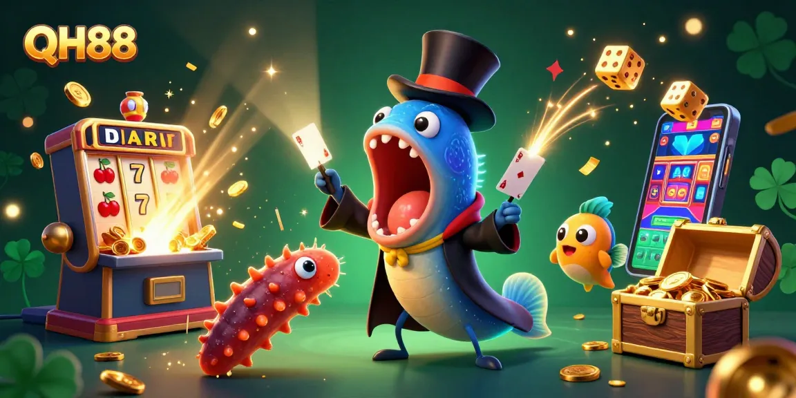 Experience thrilling card tricks with QH88 in a vibrant underwater casino setting.
