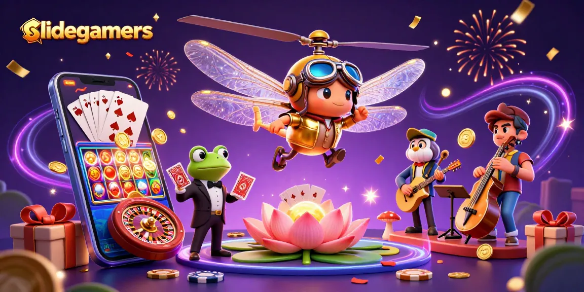 Experience thrilling gaming moments with slidegamers in an animated casino world!