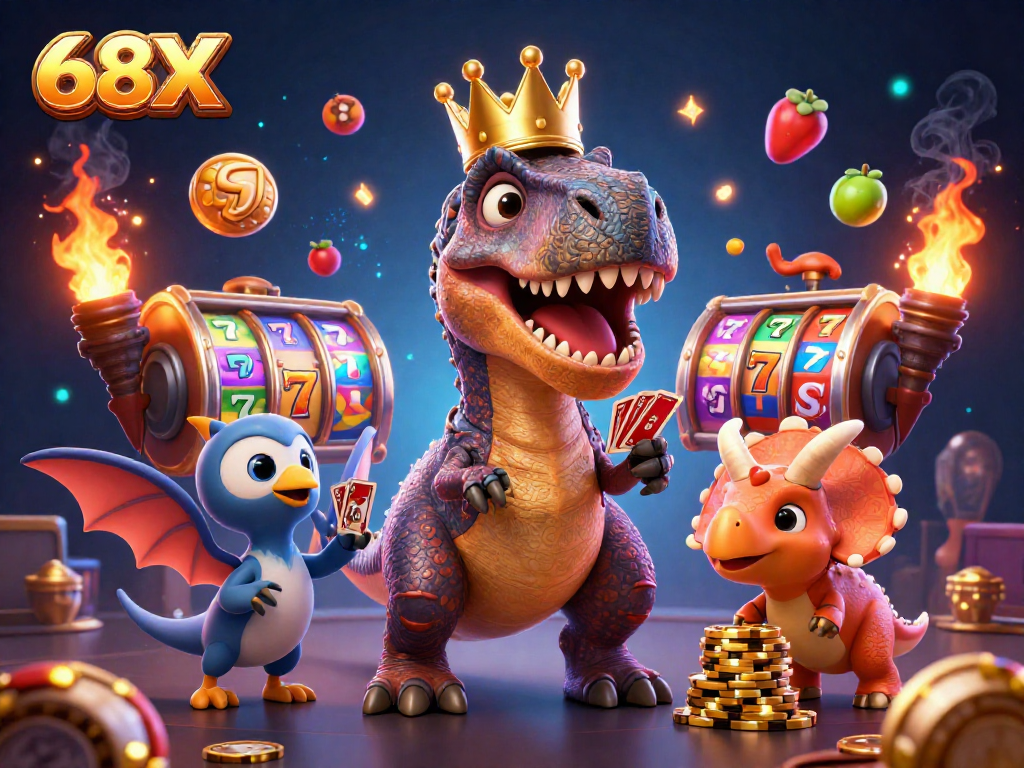 Experimente a emoção do jogo com 68X, um cenário animado de cassino repleto de ação e ganhos.