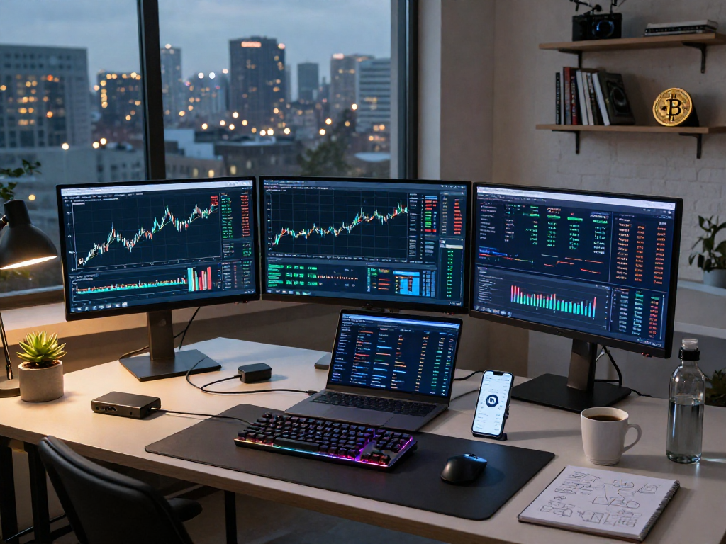 MetaTrader 5 官网虚拟货币交易安全与性能分析，展示交易者使用加密货币平台的工作环境。