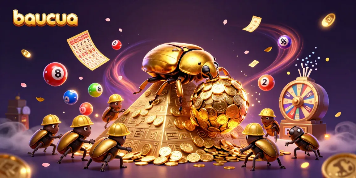 Experience the excitement of baucua with vibrant visuals and dynamic game elements in this 3D illustration.