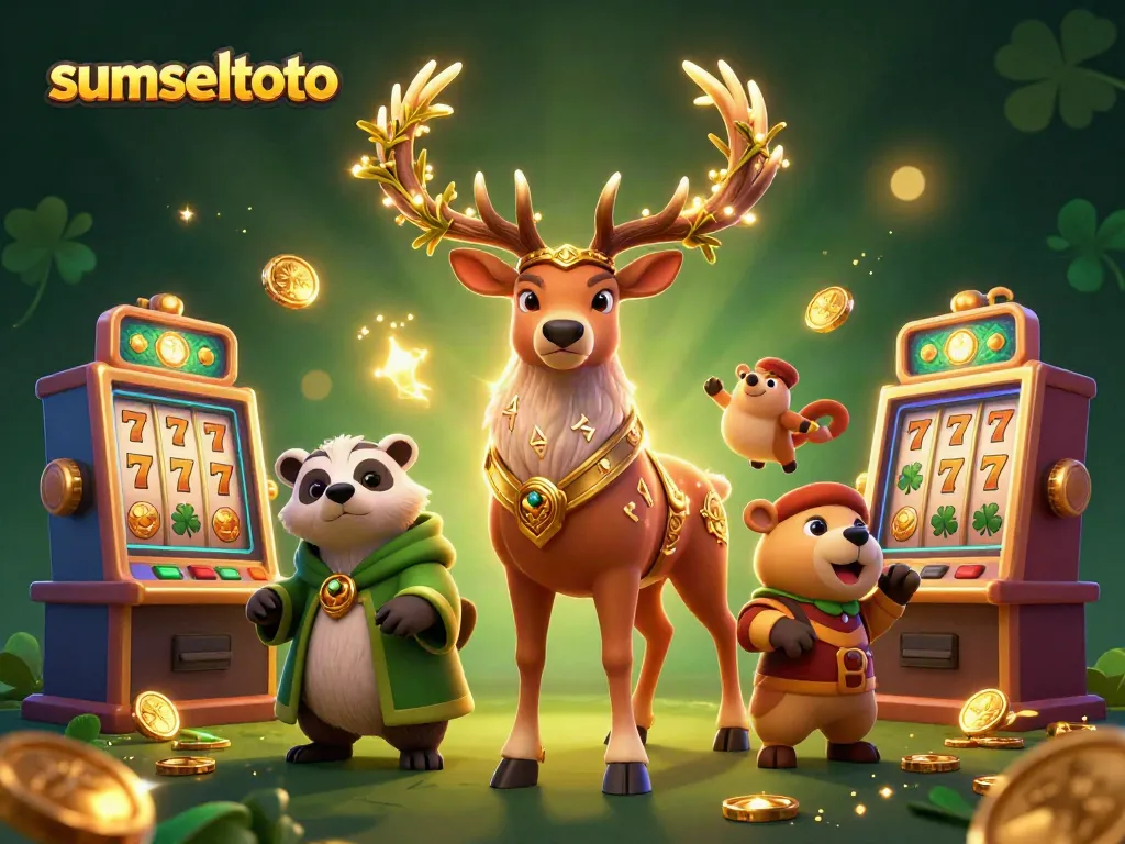 Experience thrilling gaming with sumseltoto showcasing vibrant slot machines and mystical characters.