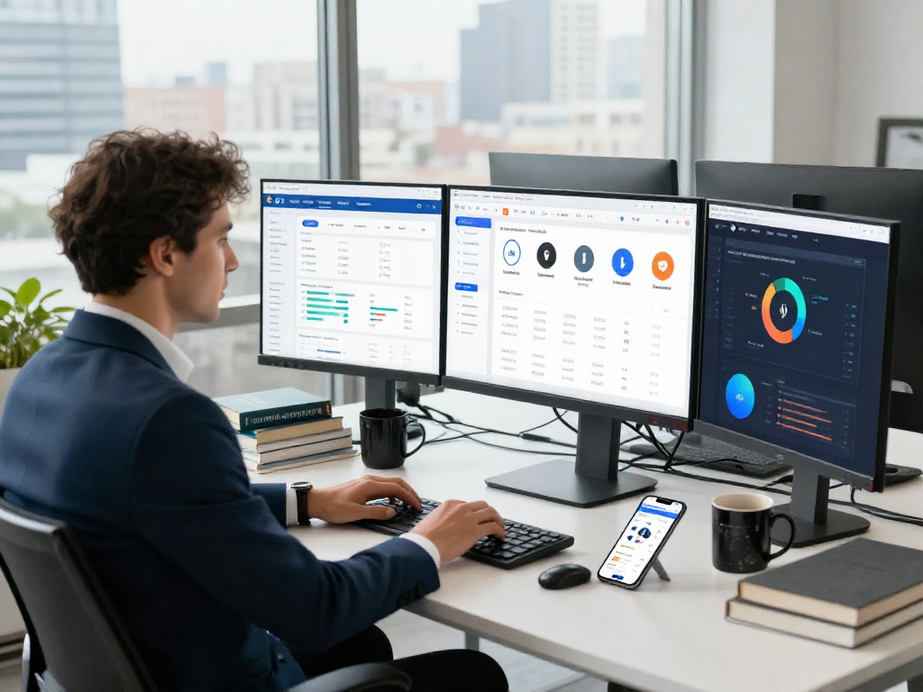 Boost your app's visibility by buying app downloads in a modern workspace setting.