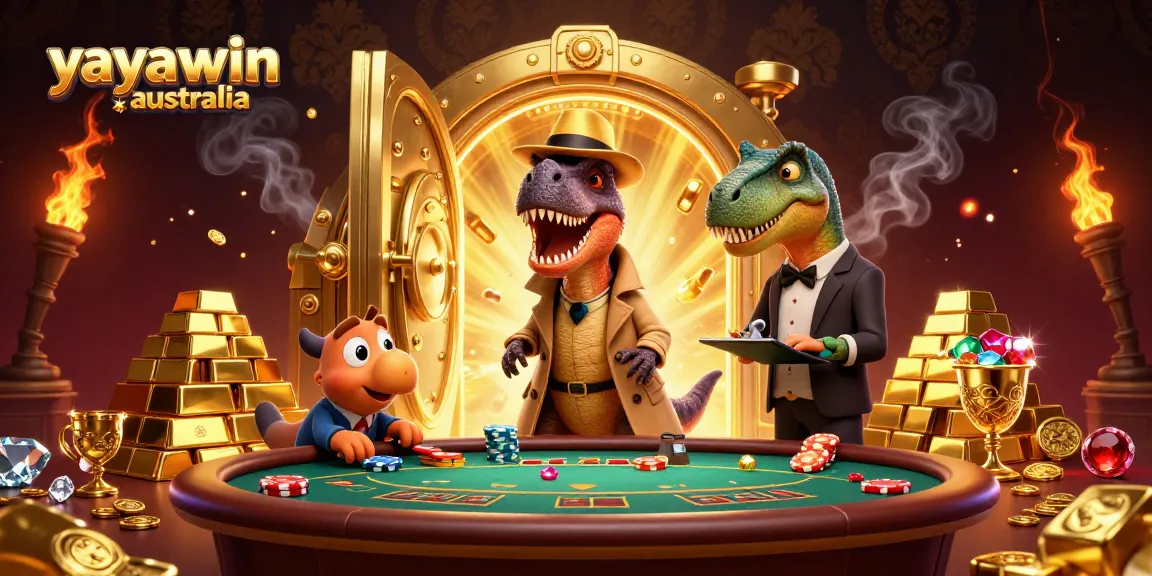 Experience the excitement of yayawin australia with a velociraptor at a blackjack table.