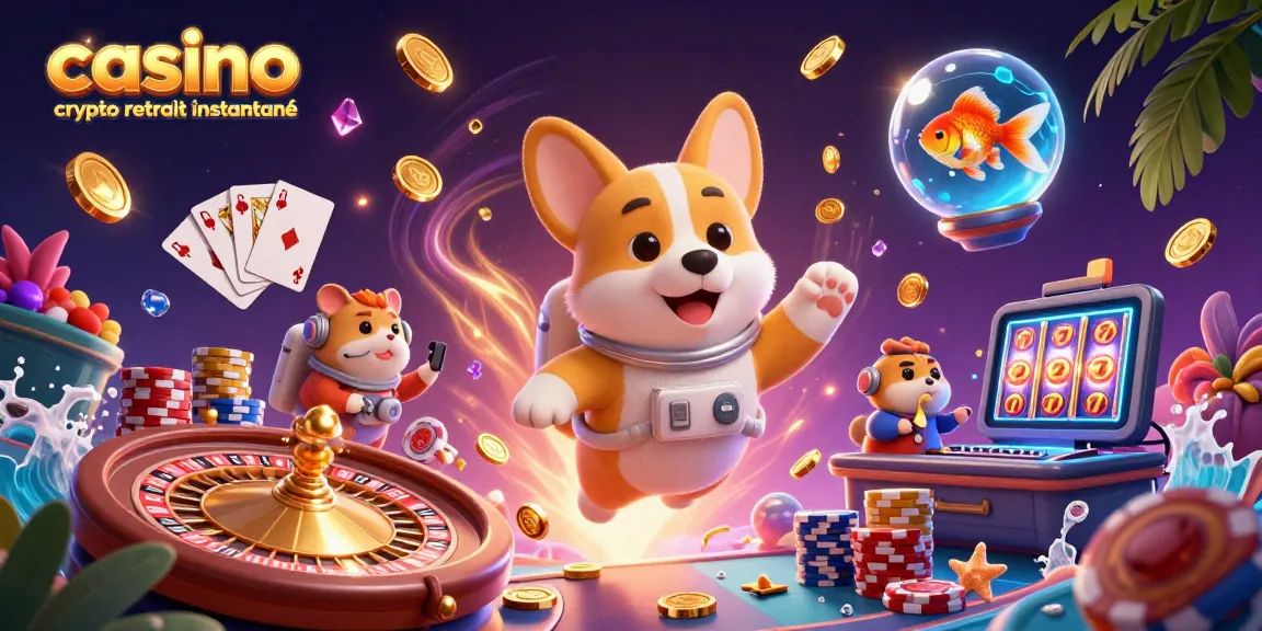 Gagnez rapidement à un casino crypto retrait instantané avec une illustration d'astronaute et des éléments de jeu dynamique.