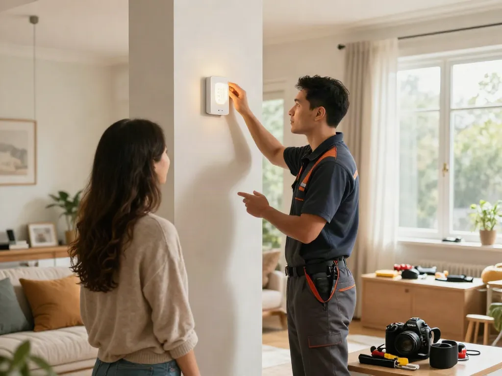 Aplica LED senzor montată profesional într-un living modern, furnizată de un contractor de încredere.