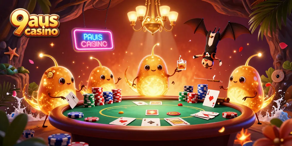 Join the excitement at 9aus casino, where glowworms illuminate a vibrant poker scene with stunning visuals.