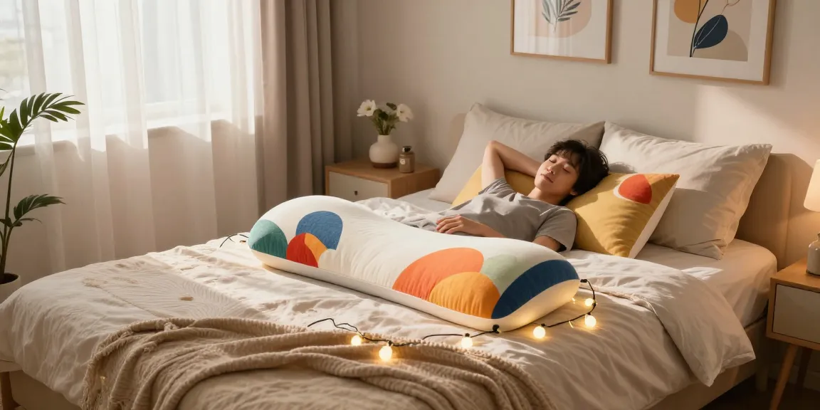 Custom body pillow in a stylish bedroom setting, enhancing comfort and personal style.