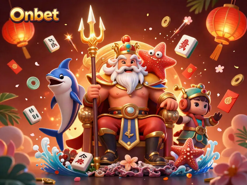 Engage in thrilling games at Onbet with a vibrant 3D sea king theme showcasing dynamic casino elements.