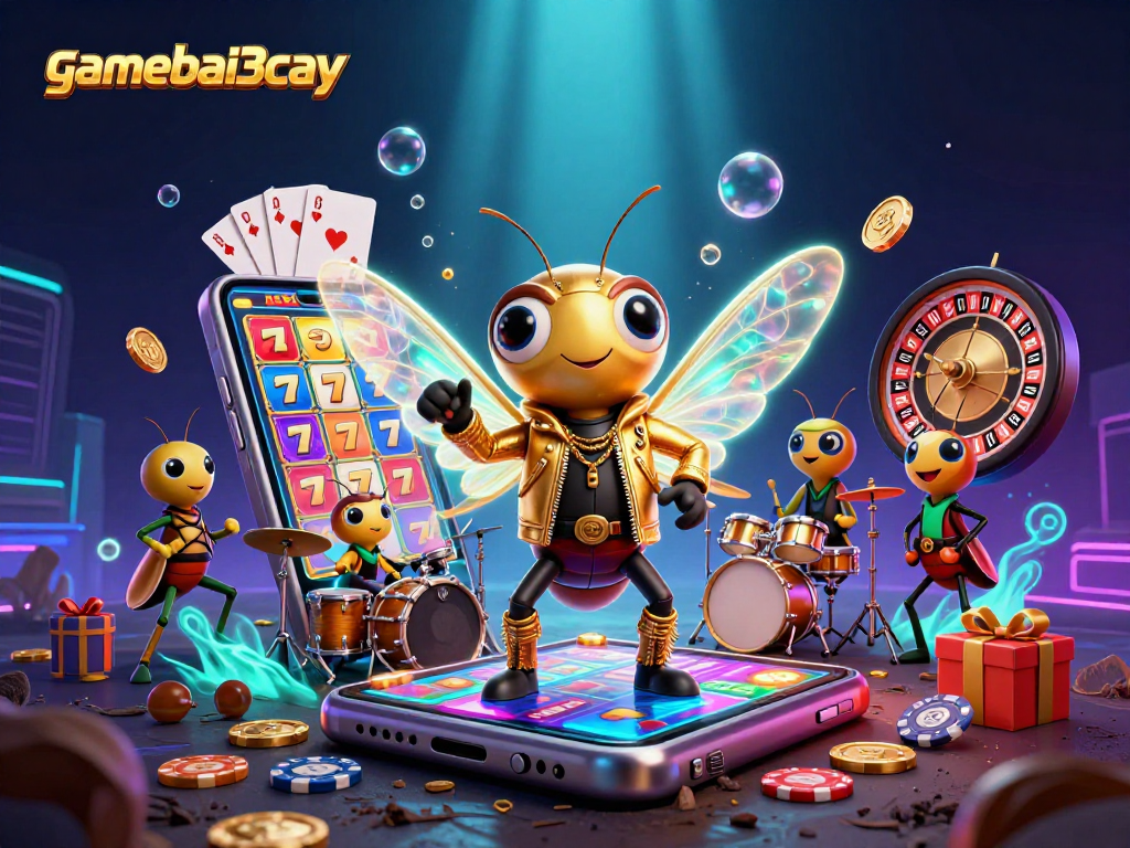 Experience the excitement of gamebai3cay with vibrant slot visuals in a dynamic 3D scene.