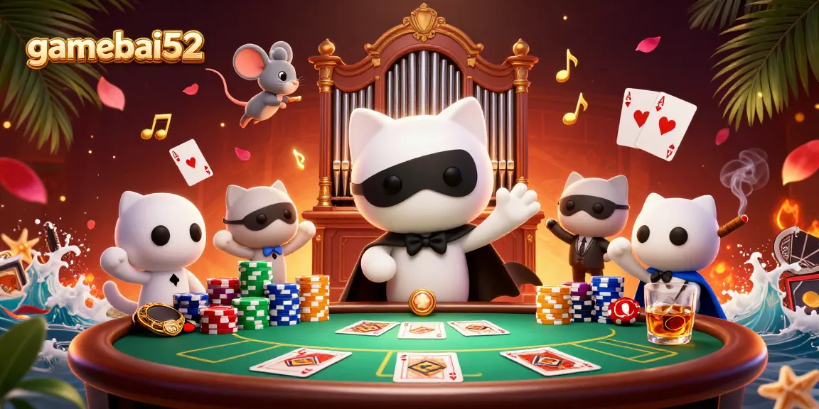 Experience thrilling gameplay at gamebai52 with a captivating casino scene filled with vibrant characters and game elements.