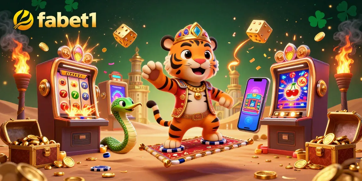 Experience fabet1 with a thrilling jackpot explosion of coins and slots in a vibrant casino scene.