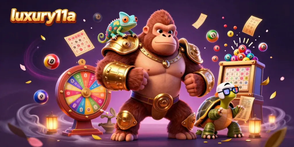 Experience thrilling gaming with luxury111a through this vibrant casino-themed illustration.