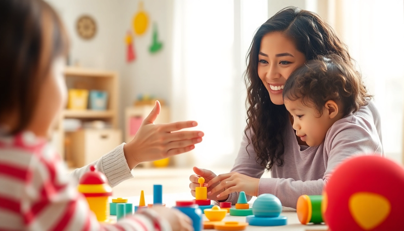 Child and therapist engaged in early intervention ABA session, demonstrating interactive learning techniques.