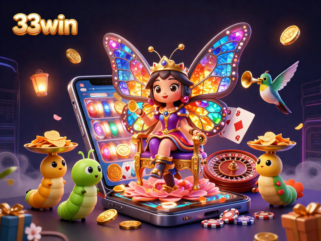 Experience thrilling moments with 33win’s dazzling 3D casino gaming scene showcasing vibrant characters and dynamic elements.